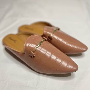 Mocha Crocodile Slide Mules